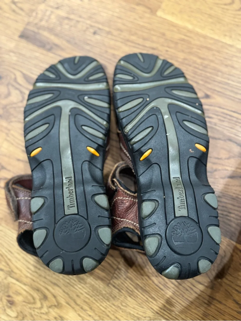 Timberland Dark Brown Leather Adjustable Strap Sandals
